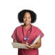 Women’s Basic 1-Pocket Pink Scrub Top